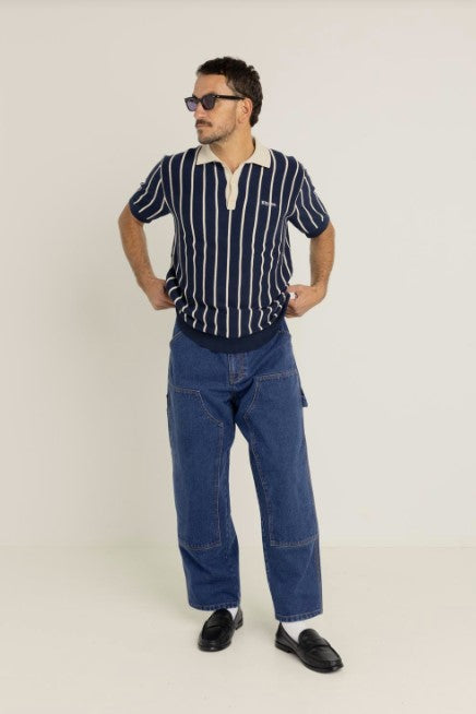 Rhythm Mens Classic Striped Knit Polo