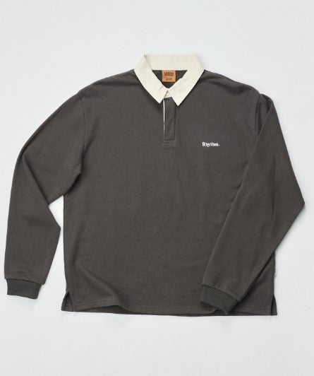 Rhythm Mens Shirt Koa Vintage Rugby Long Sleeve Polo