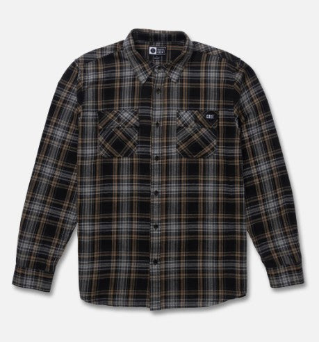 Salty Crew Men's Daybreak Long Sleeve Flannel Shirt - Mid-Weight Cotton Blend, Dual Chest Pockets, Button-Down