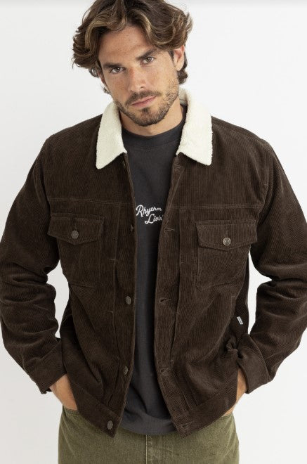 Rhythm Mens Jacket Flannel Lined Cord Trucker
