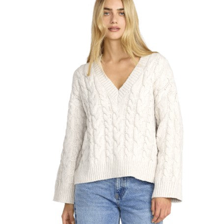 RVCA Womens Sweater Cable V Neck