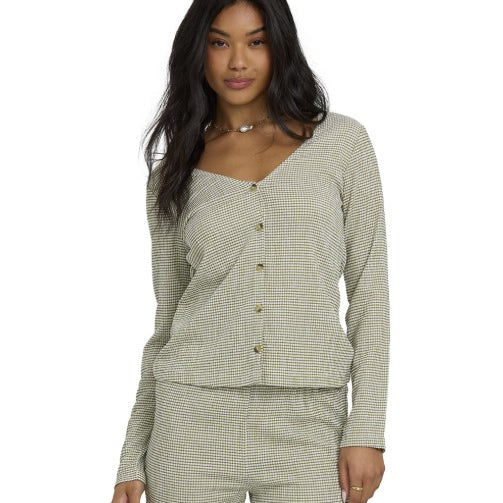 Billabong Womens Shirt Hot Check Long Sleeve Knit Top