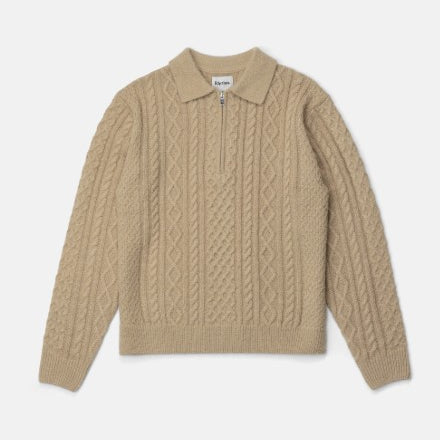 Rhythm Mens Sweater Mohair Quarter Zip Fisherman Knit