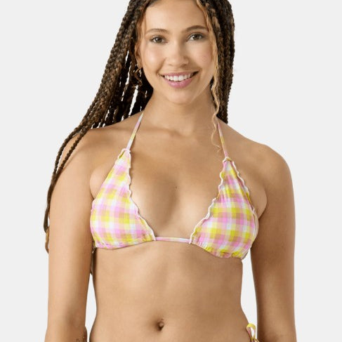 Roxy Womens Bikini Top Check Me Out Mini Tiki Tri With Ruffle Edge