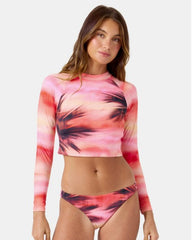 Roxy Womens Bikini Top Palm Before The Storm Crop Rashguard