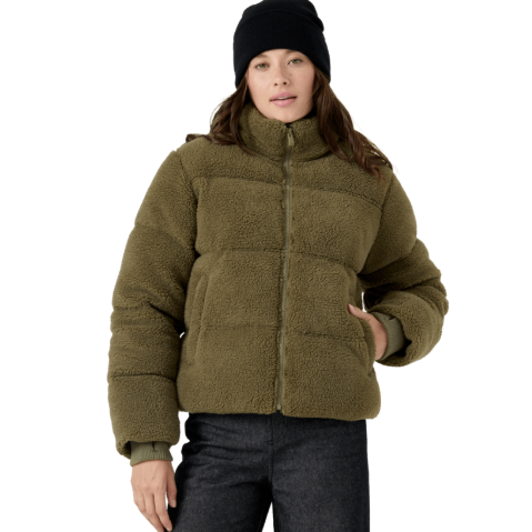 Roxy Womens Snow Layers Harper Cropped Sherpa Puffer