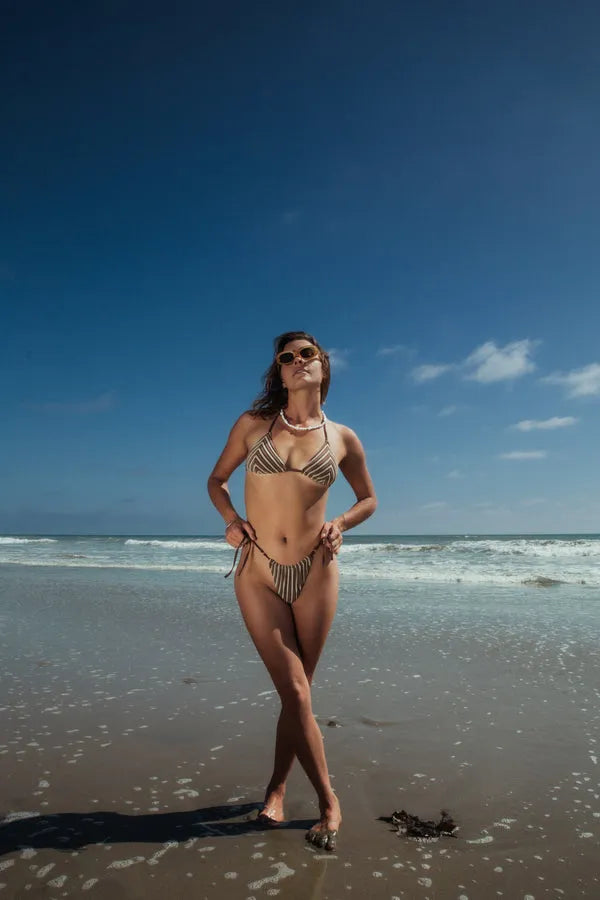 Rhythm Womens Bikini Top Terry Sands Stripe Slide Tri