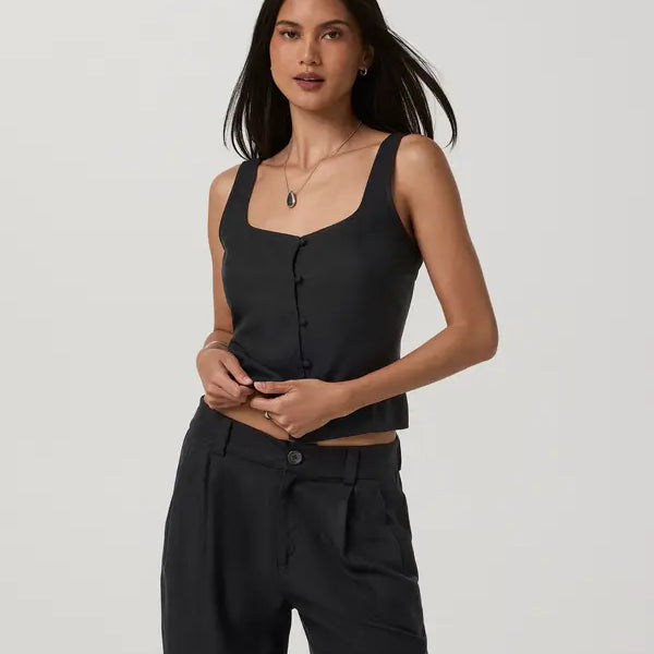 Vuori Womens Tank Top Trestles Twill Button Front Top