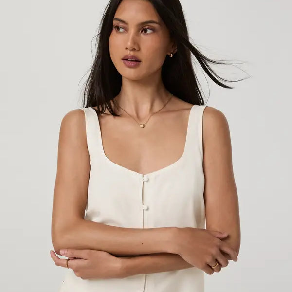 Vuori Womens Tank Top Trestles Twill Button Front Top