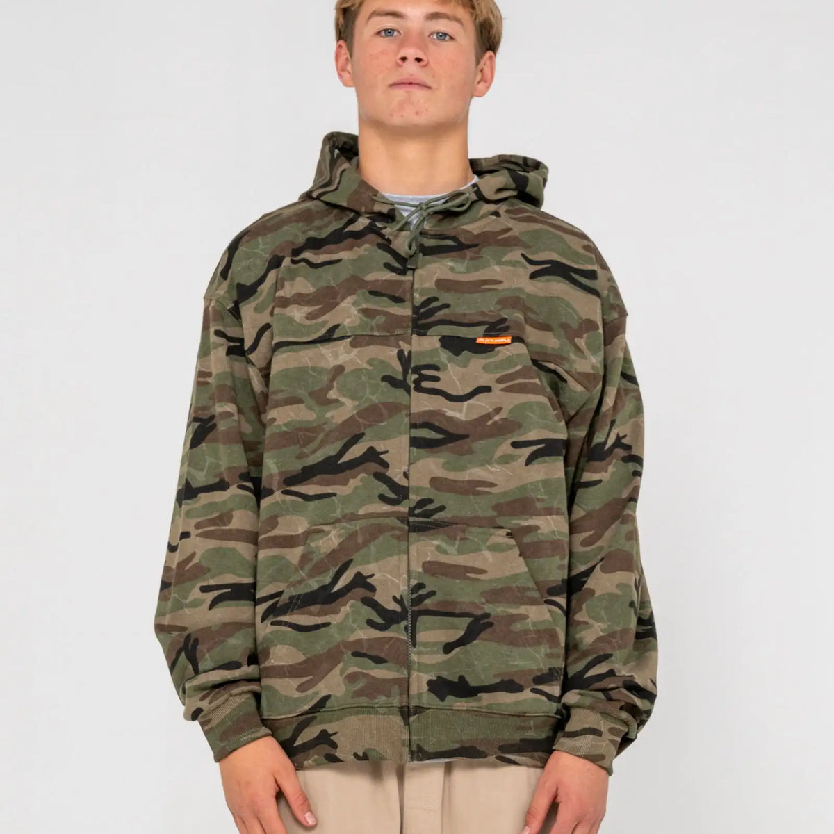 Rusty Mens Sweatshirt Rambo Zip Thru Hooded Fleece