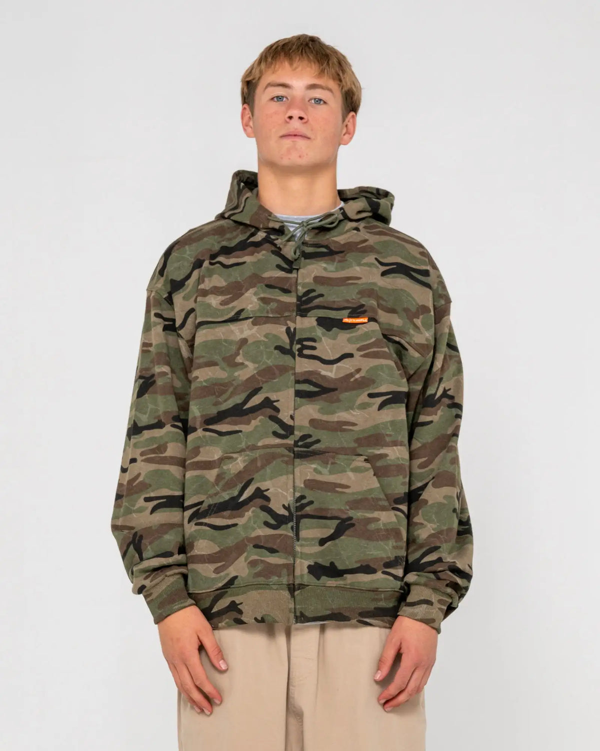 Rusty Mens Sweatshirt Rambo Zip Thru Hooded Fleece
