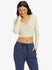 Roxy Womens Shirt Cropped Long Sleeve Waffle Top Solid Crew Neck Top