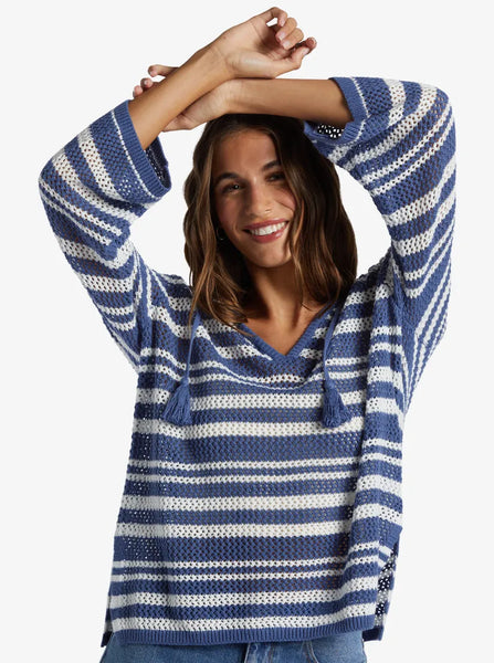 Roxy Womens Sweater After Beach Break Stripe V-Neck