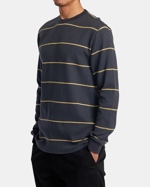 RVCA Mens Shirt Dayshift Thermal Stripe Long Sleeve