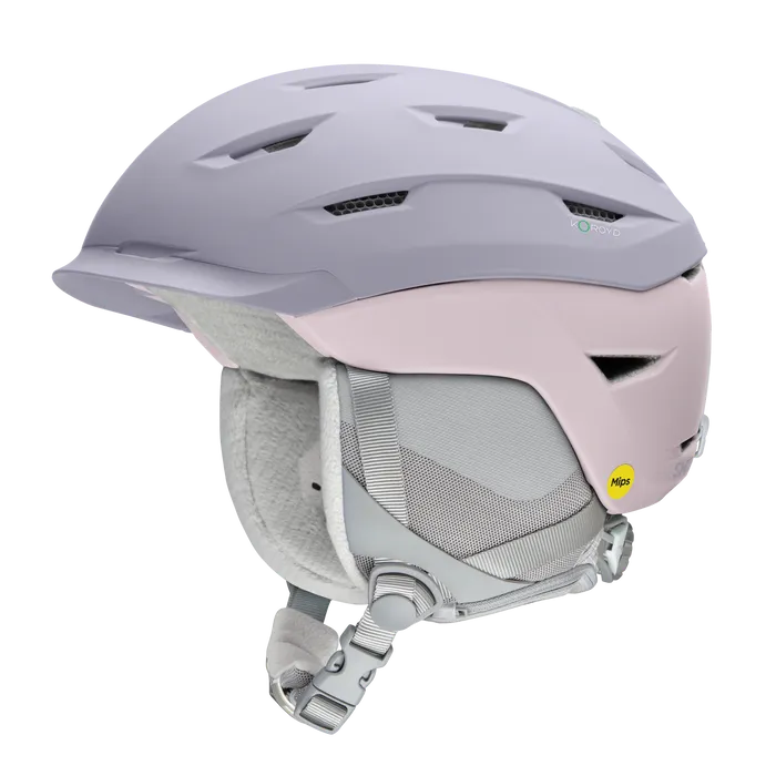 girl snowboard helmet Smith Liberty MIPS Helmet, Matte Lunar Fog / Blush / Medium