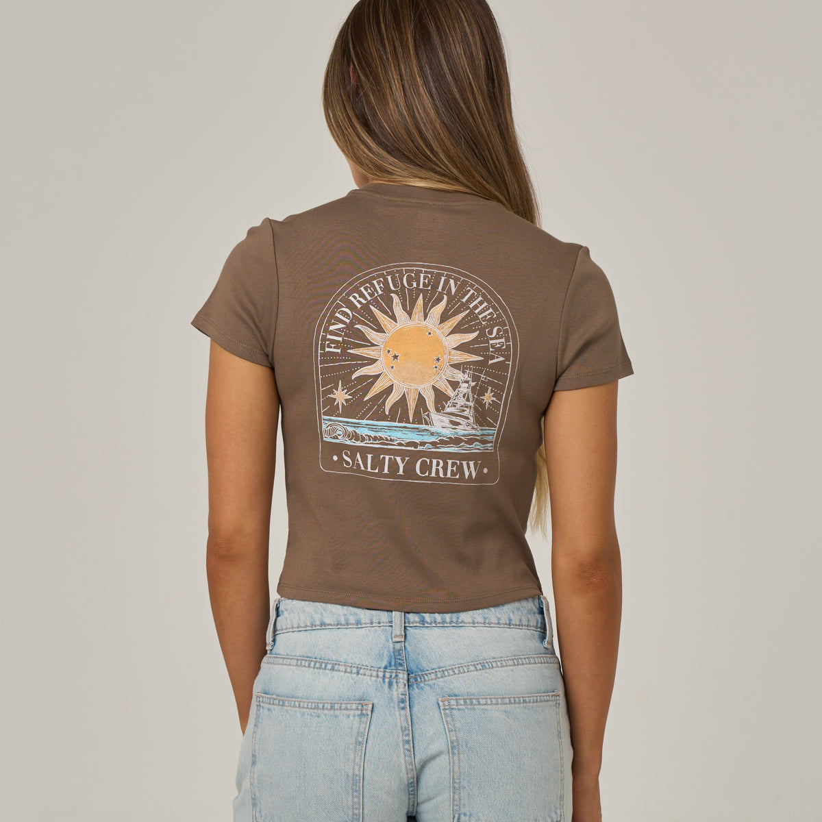 Salty Crew Womens Shirt Celestial Sun Baby Tee