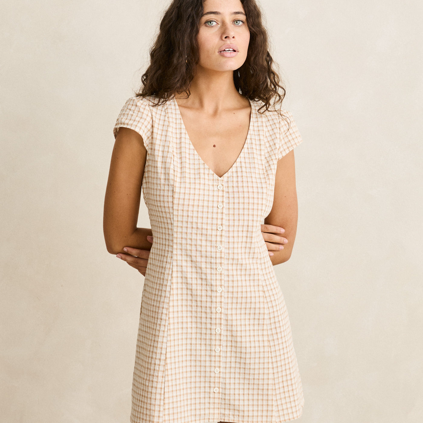 Rhythm Womens Dress London Check Cap Sleeve Mini