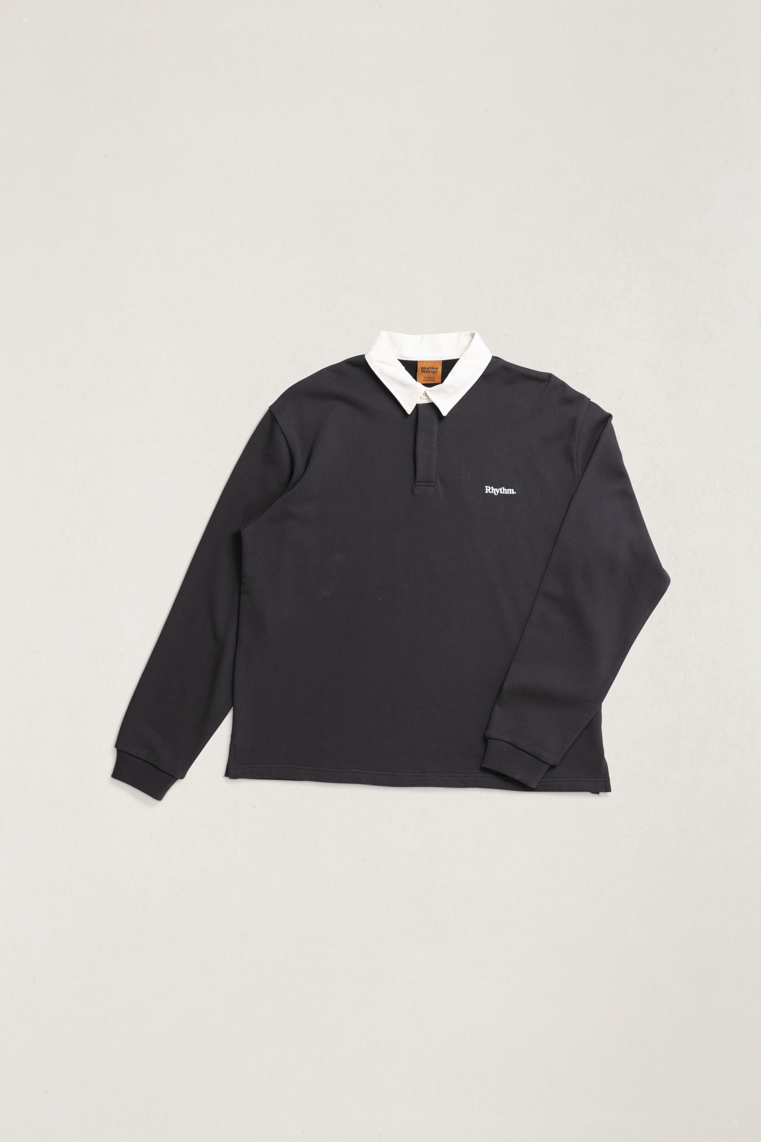 Rhythm Mens Shirt Koa Vintage Rugby Long Sleeve Polo