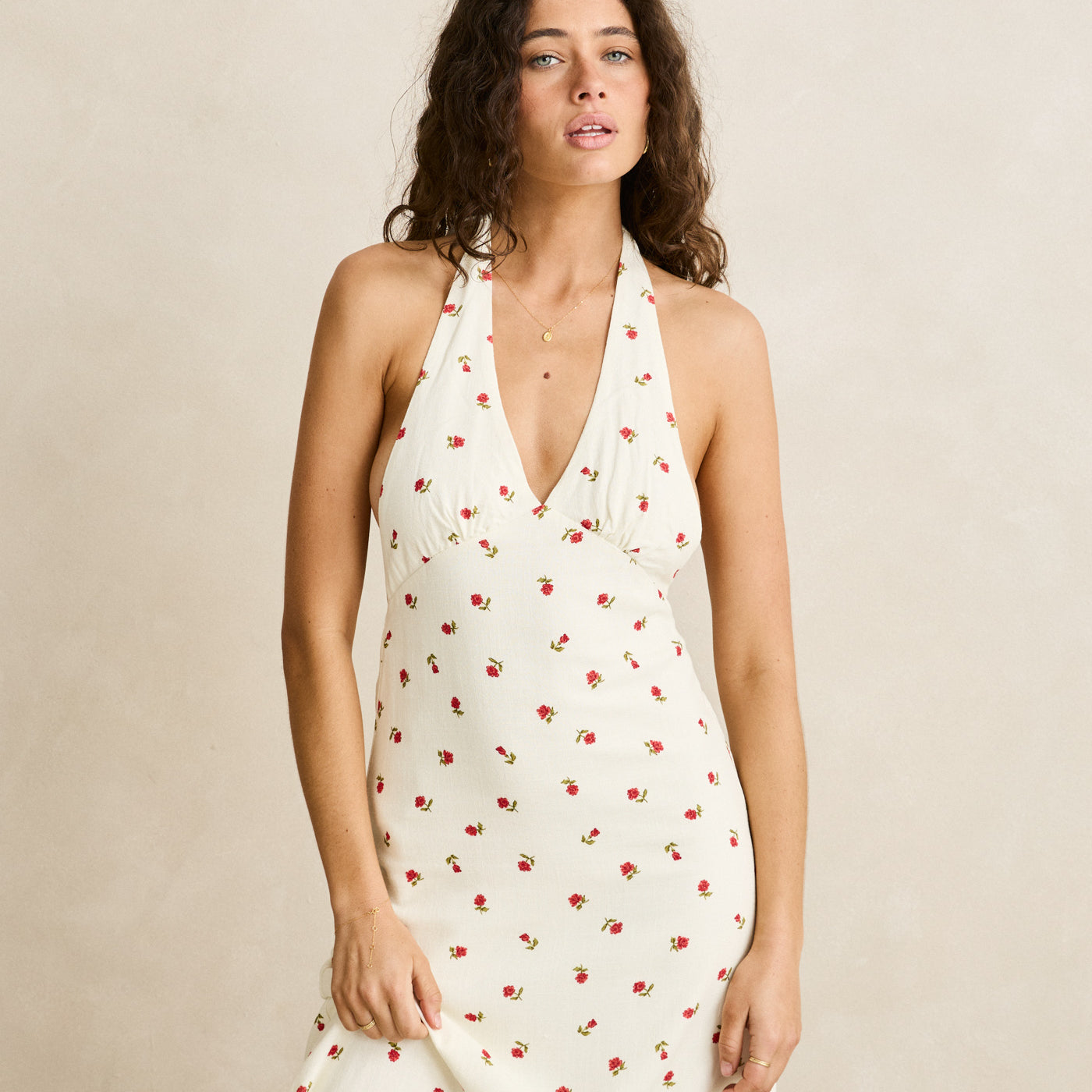 Rhythm Womens Dress Mila Floral Halter Neck Maxi