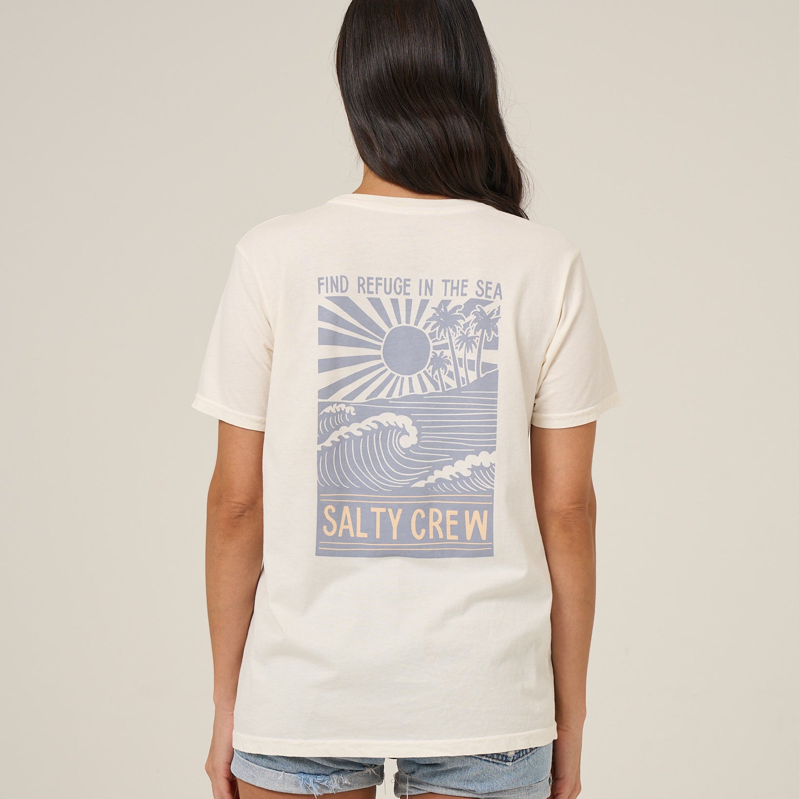 Salty Crew Womens Shirt Rise And Smile Boyfriend Tee