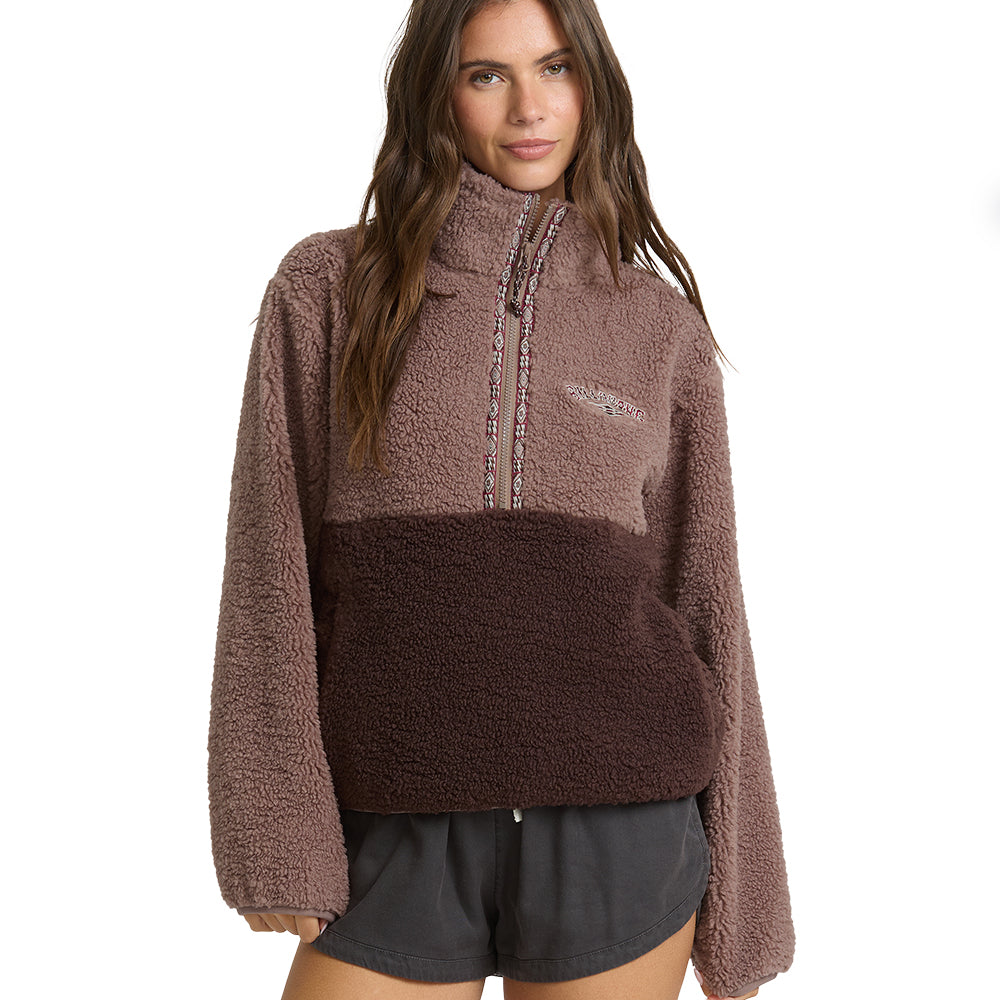 Billabong Womens Sweatshirt Horizon Sherpa Mock Neck