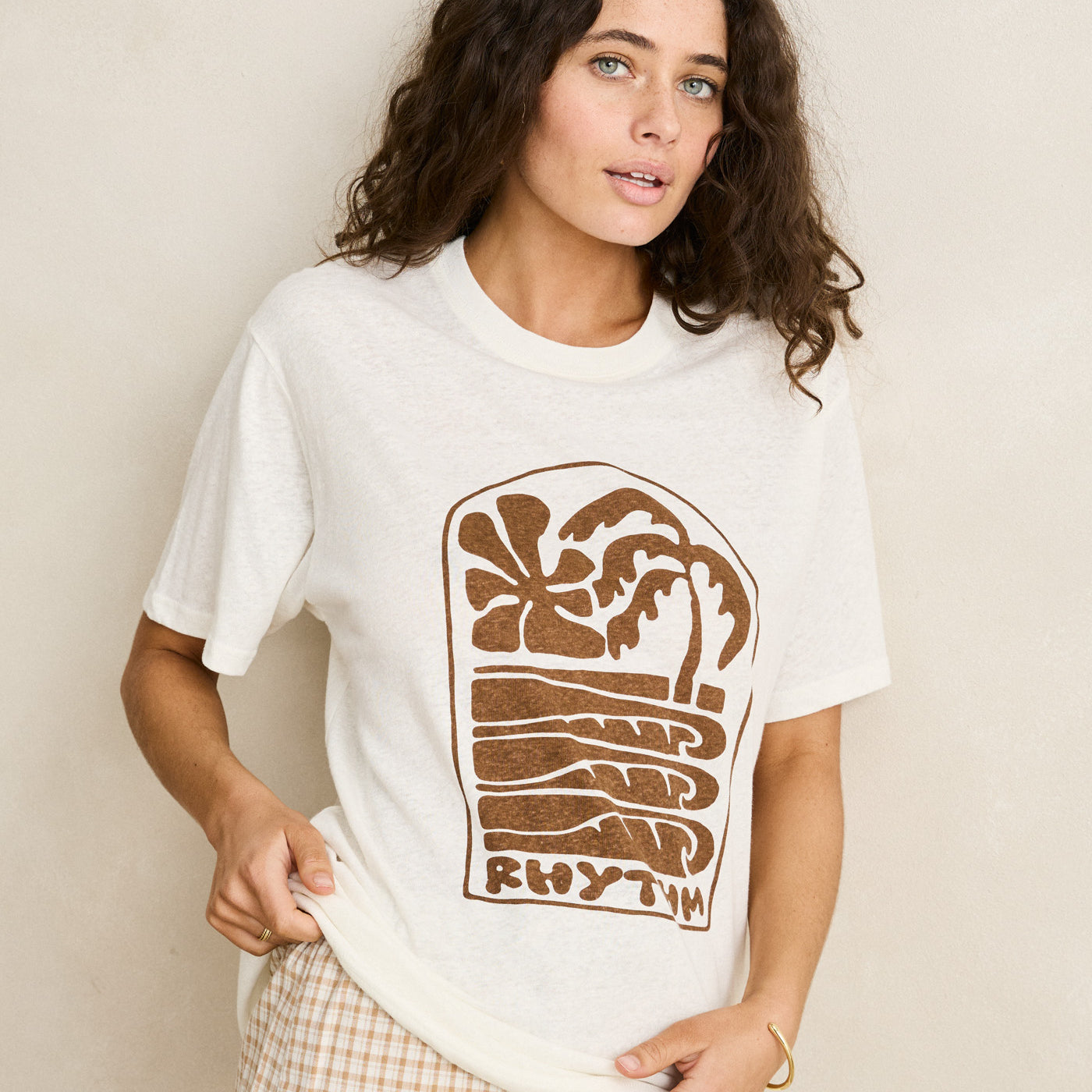 Rhythm Womens Shirt Palm and Sun Oversized