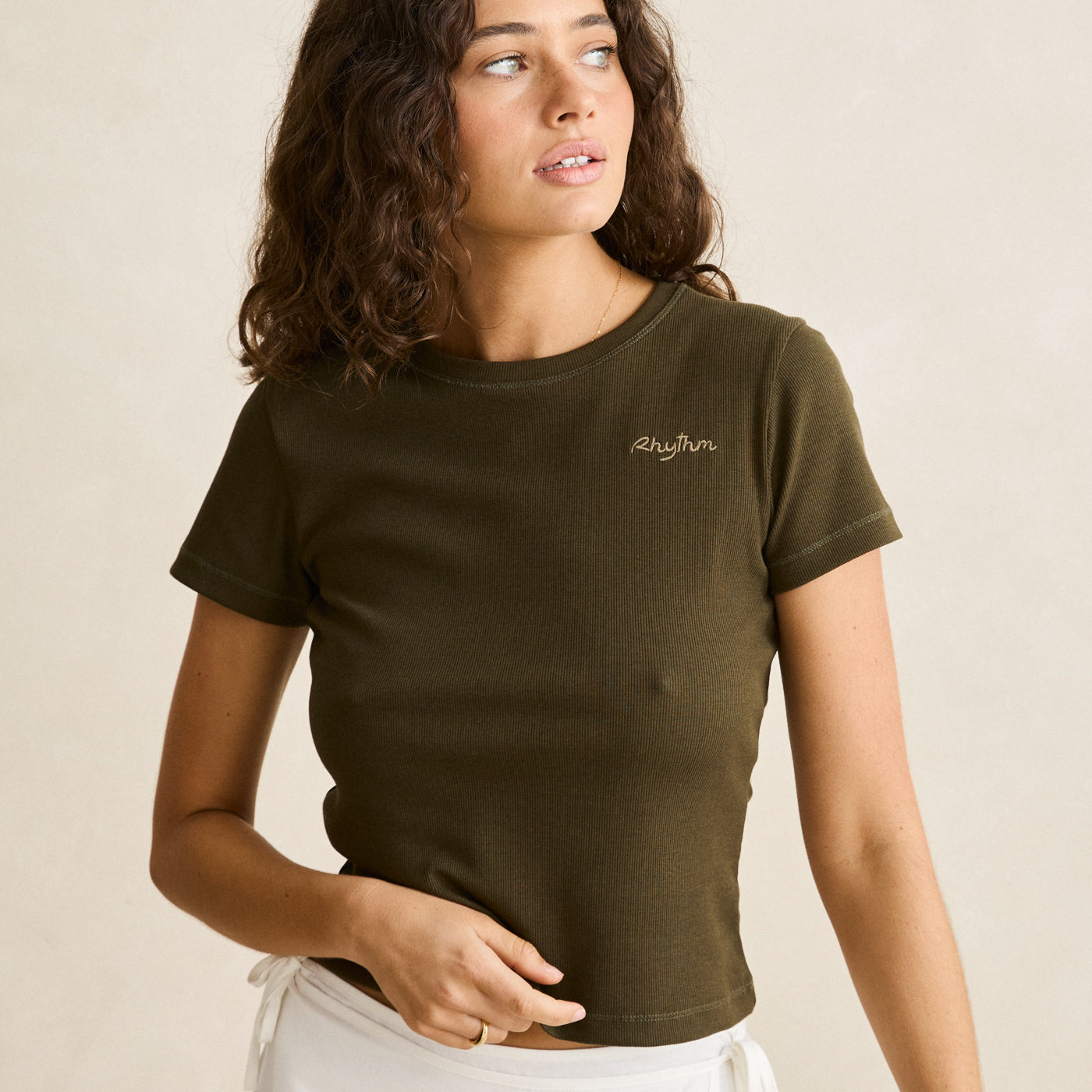 Rhythm Womens Shirt Everyday Rib Tee