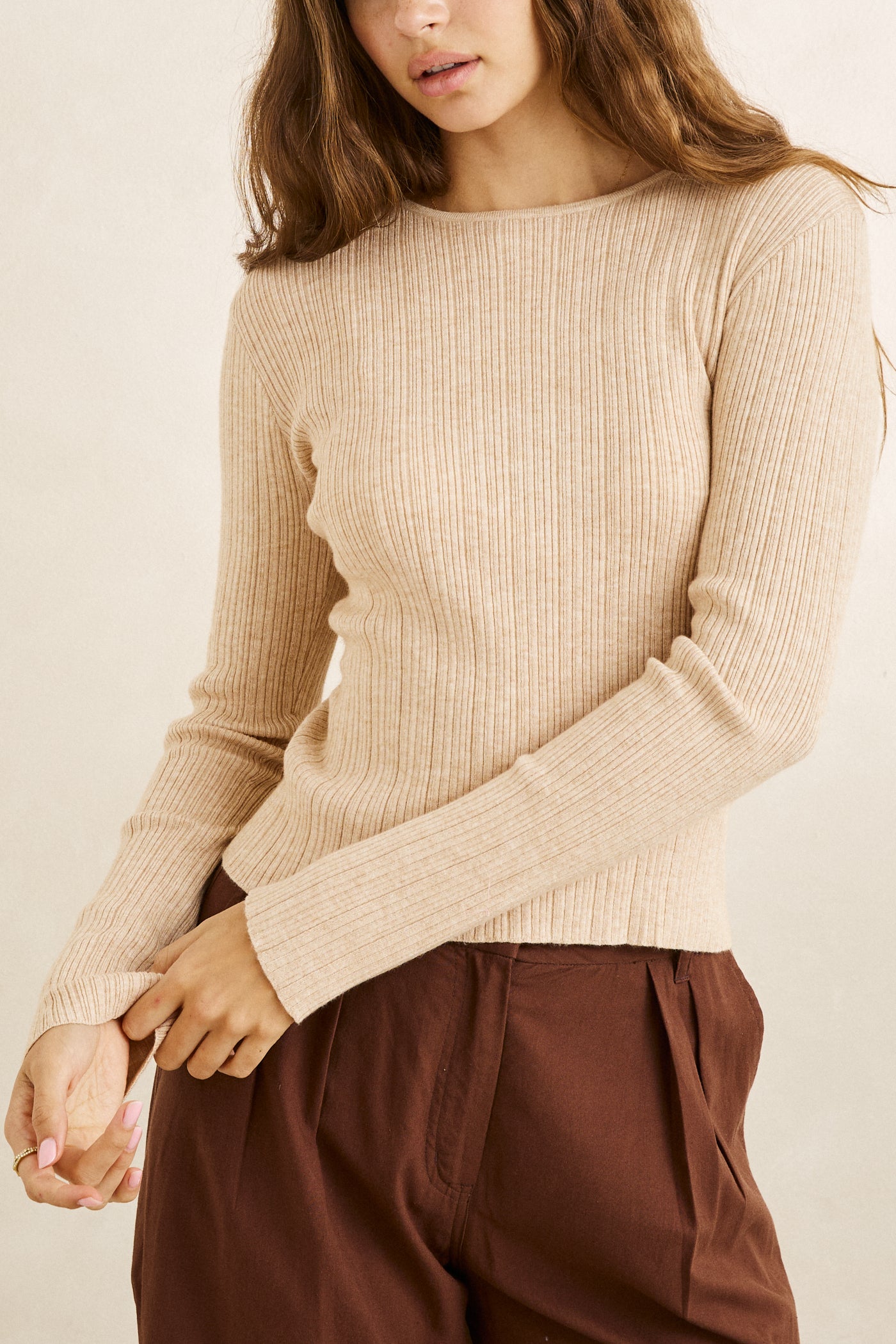 Rhythm Womens Shirt Essential Long Sleeve Knit Top