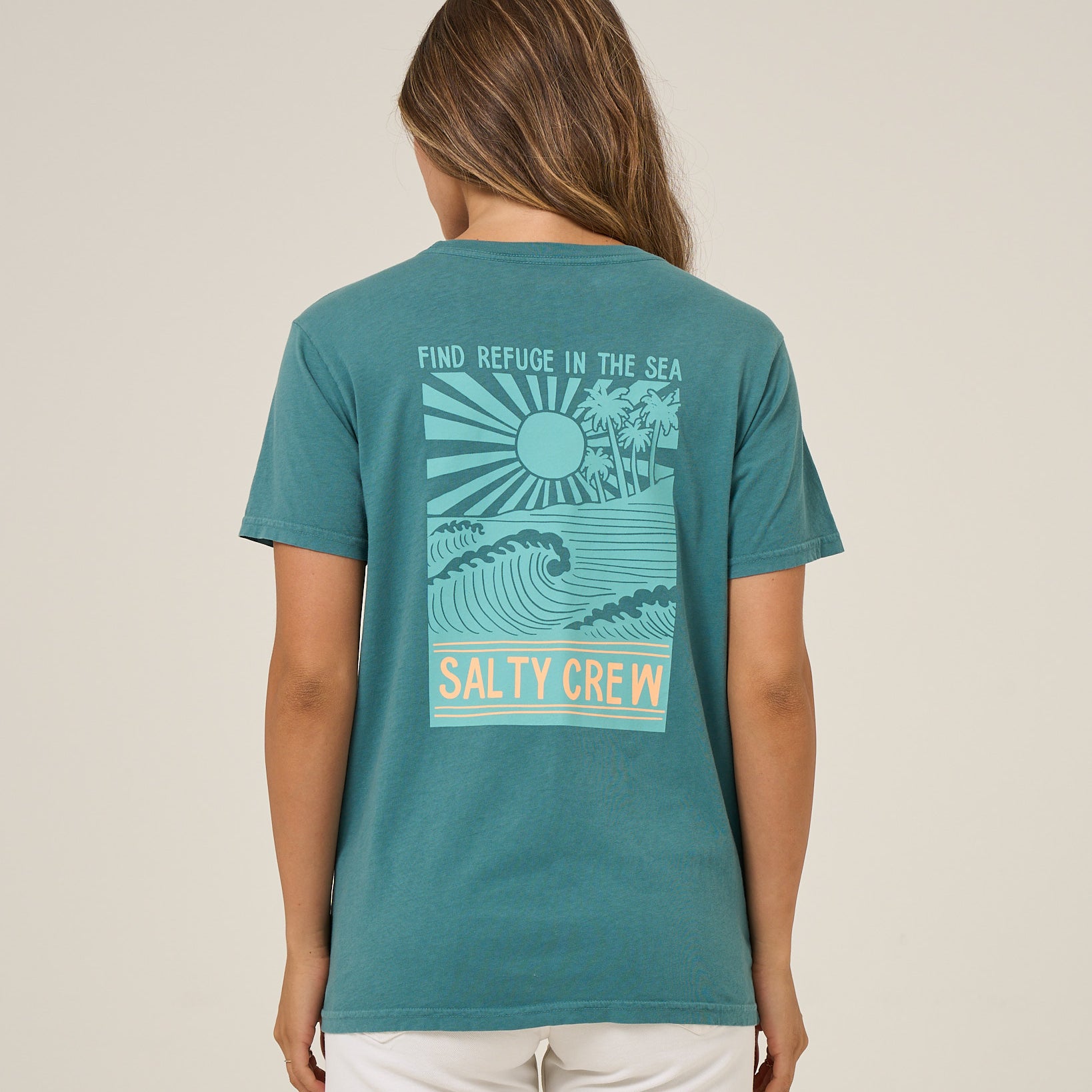 Salty Crew Womens Shirt Rise And Smile Boyfriend Tee