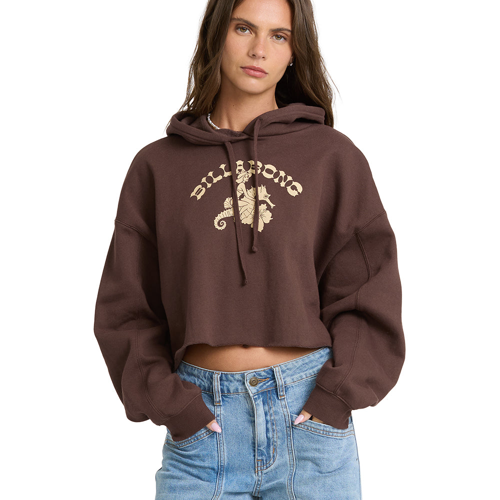 Billabong Womens Sweatshirt Giddy Up Crop Hood Fleece