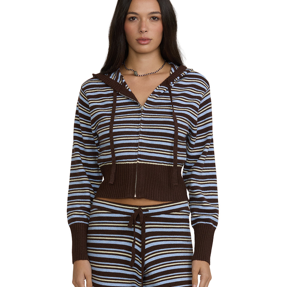 Billabong Womens Sweater Shore Stripe Yarn Dye Zip Up