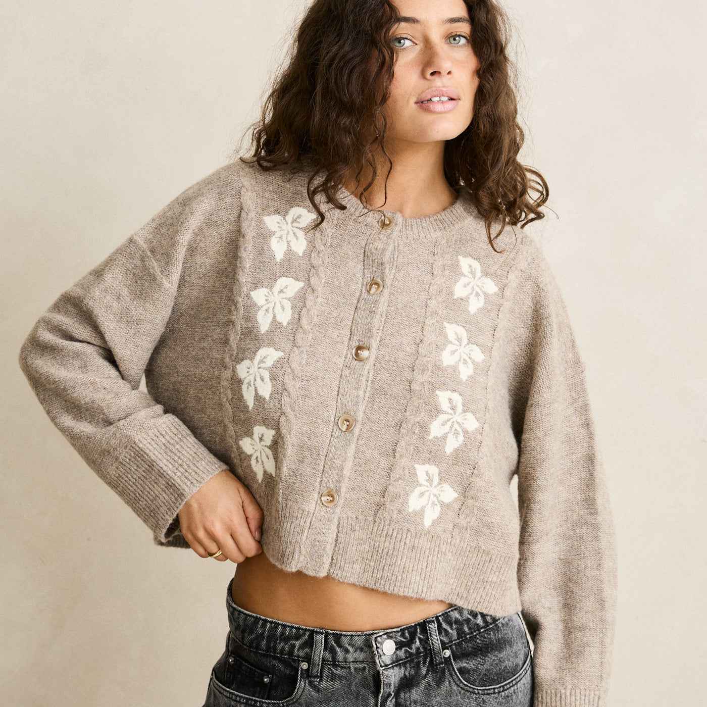 Rhythm Womens Sweater Blanca Floral Crop Cardigan