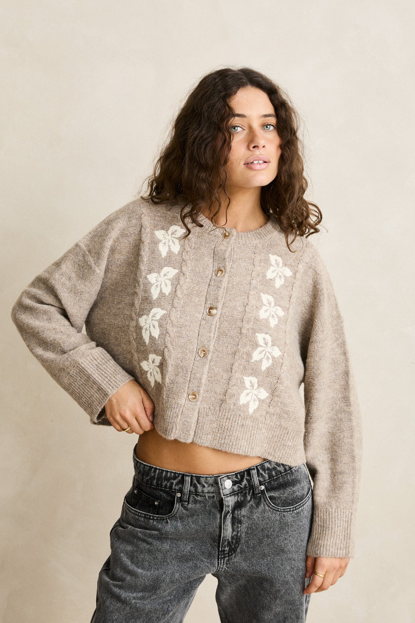 Rhythm Womens Sweater Blanca Floral Crop Cardigan