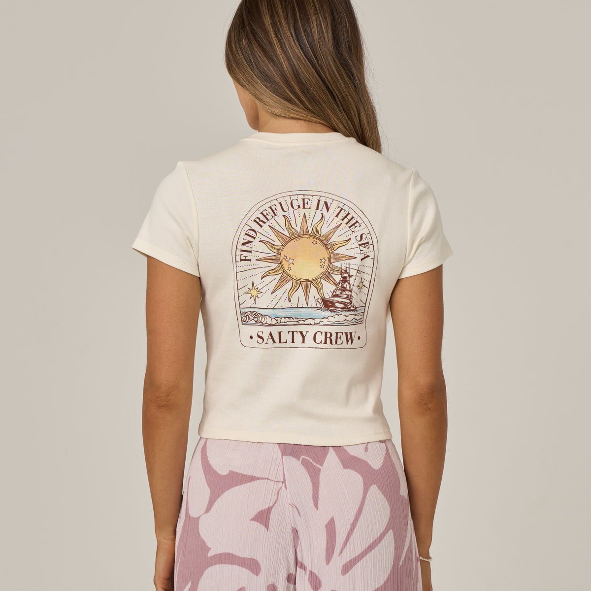 Salty Crew Womens Shirt Celestial Sun Baby Tee