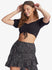 Roxy Womens Shirt Flirty Walk Ruched Crop Top