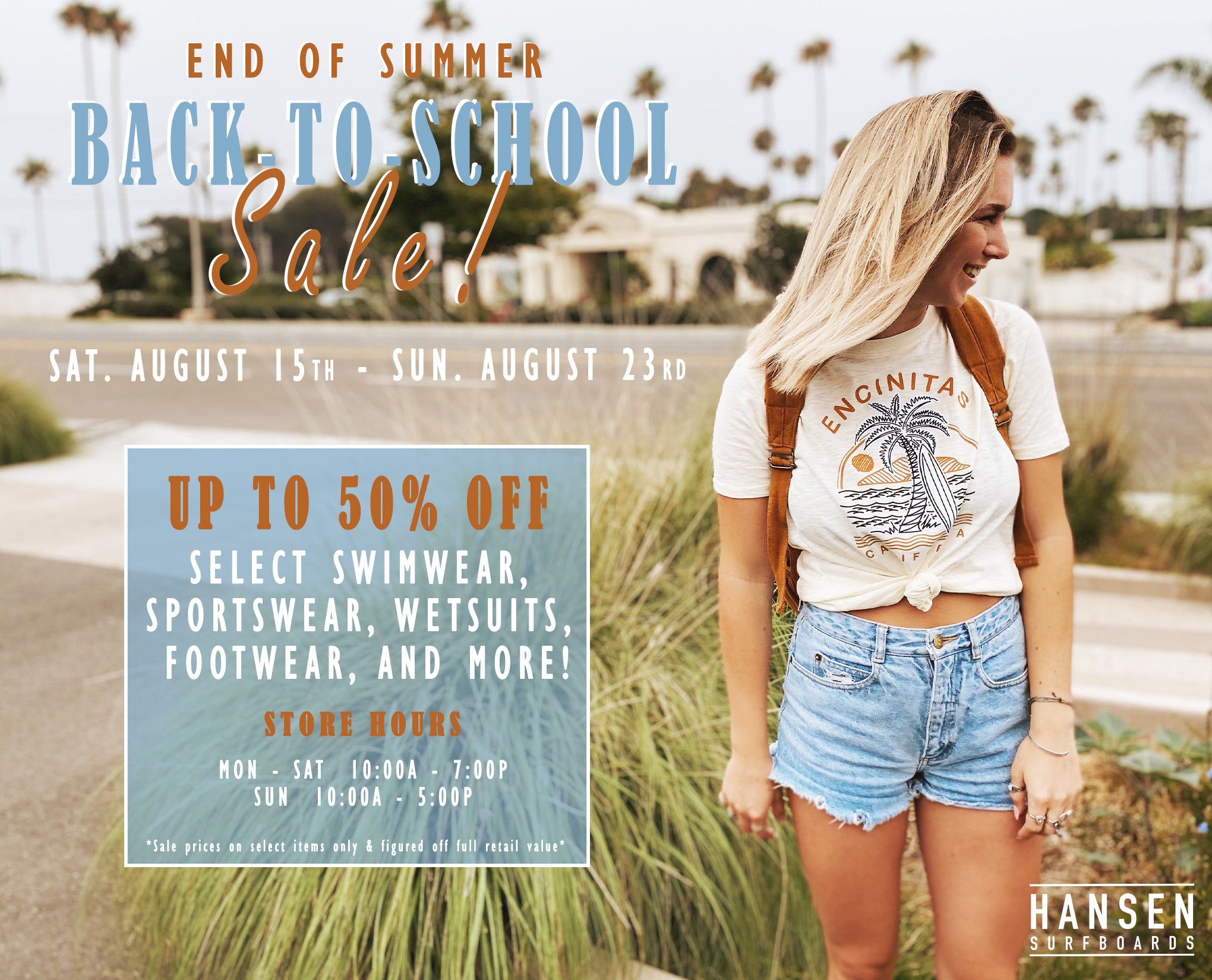 HANSEN'S ANNUAL BACK-TO- SCHOOL SALE 2020