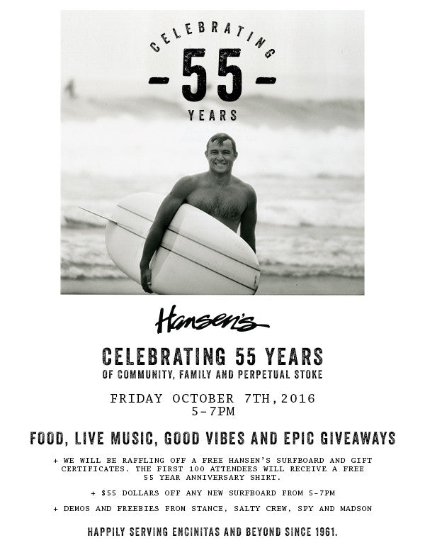 Celebrating 55 Years of Hansen's - Friday, October 7th From 5-7pm