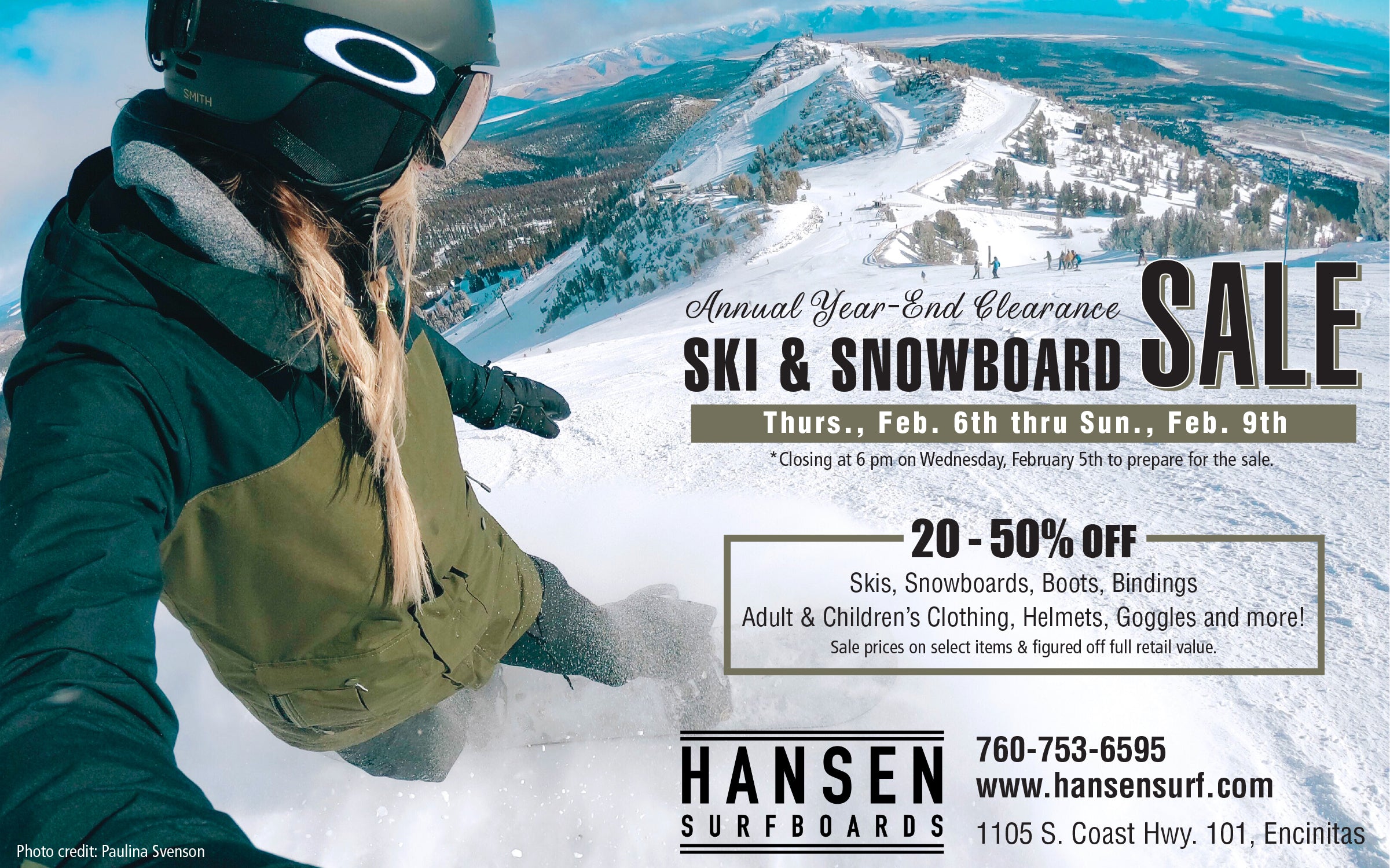 2020 YEAR-END CLEARANCE SKI & SNOW SALE!
