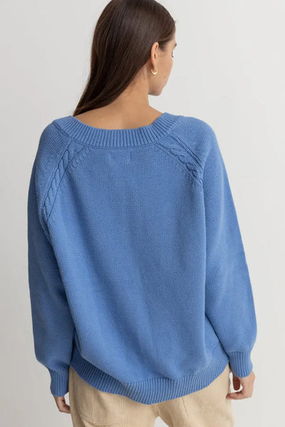 Rhythm Womens Sweater Moonstone Oversized V Neck