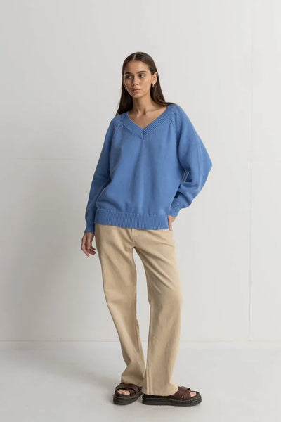 Rhythm Womens Sweater Moonstone Oversized V Neck