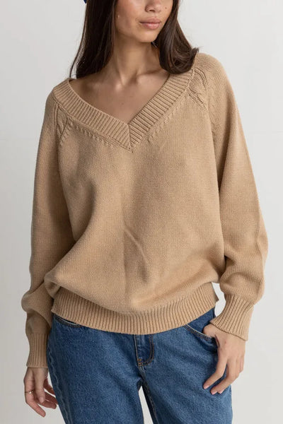 Rhythm Womens Sweater Moonstone Oversized V Neck