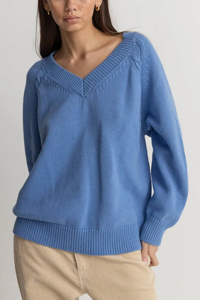 Rhythm Womens Sweater Moonstone Oversized V Neck