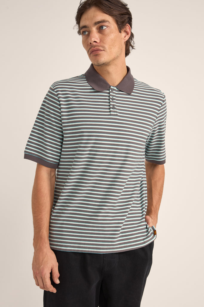 Rhythm Mens Knit Stripe Polo