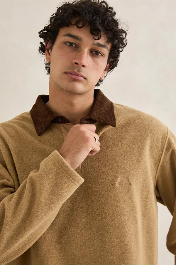 Rhythm Mens Shirt Awake Polar Fleece Polo