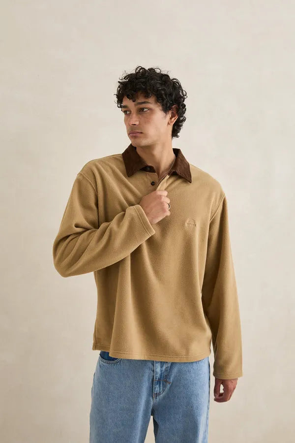 Rhythm Mens Shirt Awake Polar Fleece Polo