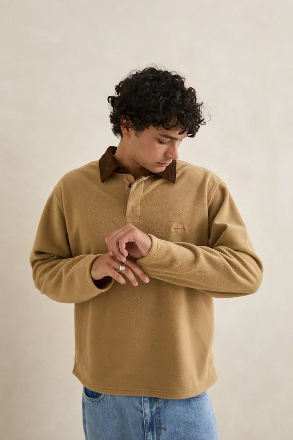 Rhythm Mens Shirt Awake Polar Fleece Polo