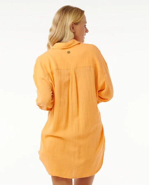 Rip Curl Womens Shirt Premium Linen Long Sleeve Button Through