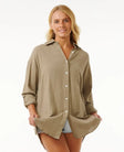 Rip Curl Womens Shirt Premium Linen Long Sleeve Button Through