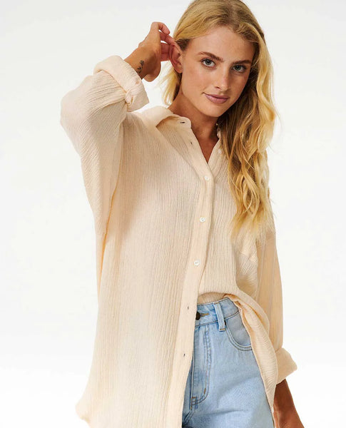 Rip Curl Womens Shirt Premium Linen Long Sleeve Button Through