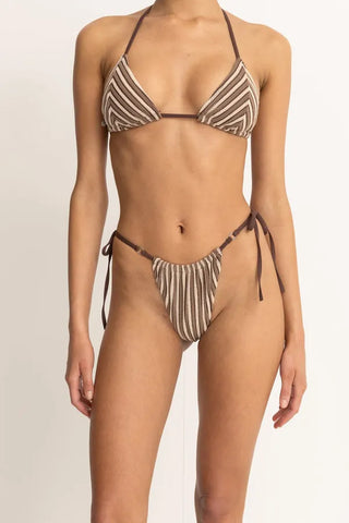 Rhythm Womens Bikini Bottoms Terry Sands Stripe Gathered Tie Side Itsy